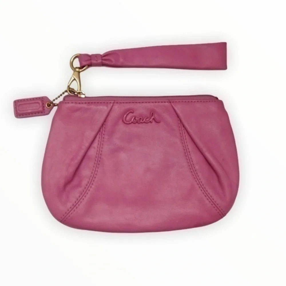 COACH vintage y2k PINK Ashley PLEATED WRISTLET WALLET LEATHER